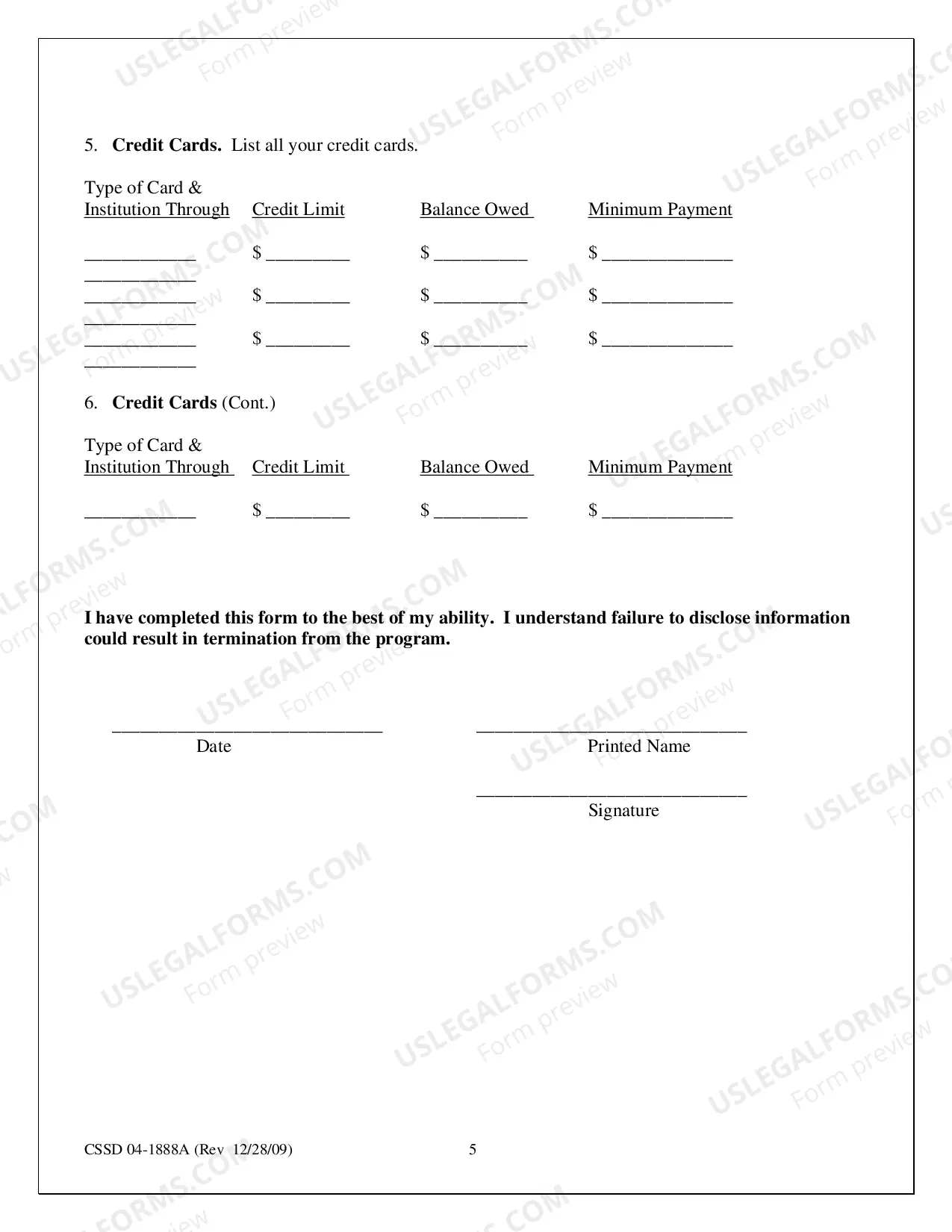 Preview Settlement Financial Statement