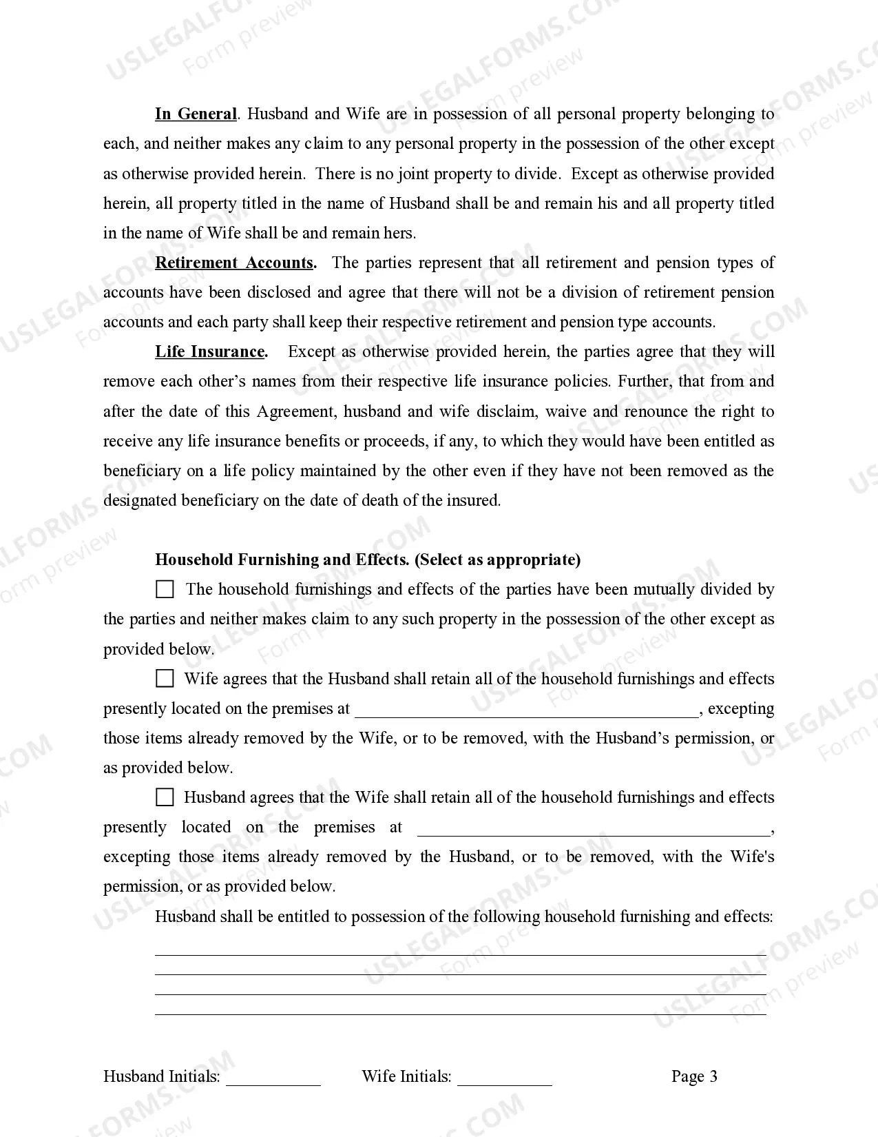 Preview Marital Legal Separation and Property Settlement Agreement where Minor Children and No Joint Property or Debts that is Effective Immediately