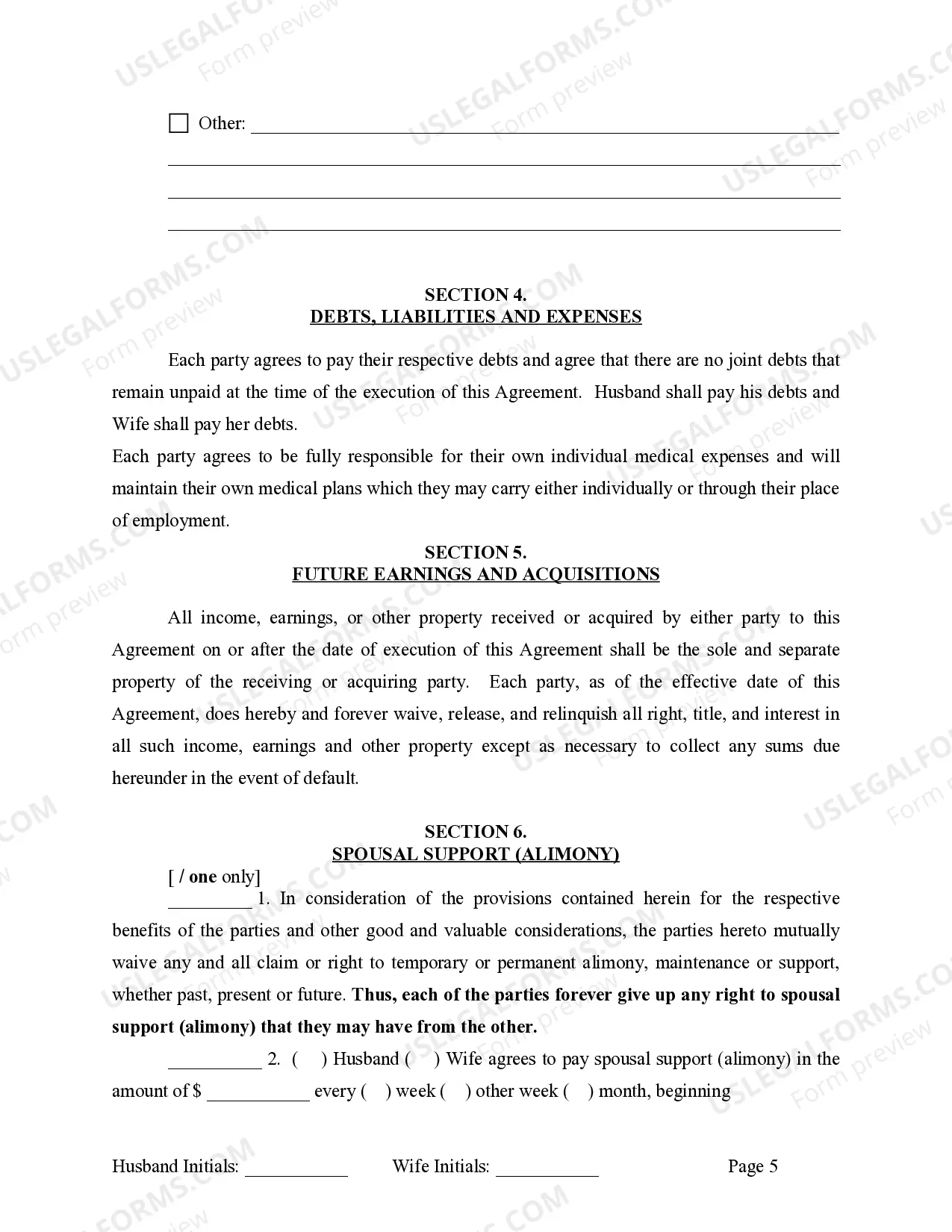 Preview Marital Legal Separation and Property Settlement Agreement where Minor Children and No Joint Property or Debts that is Effective Immediately