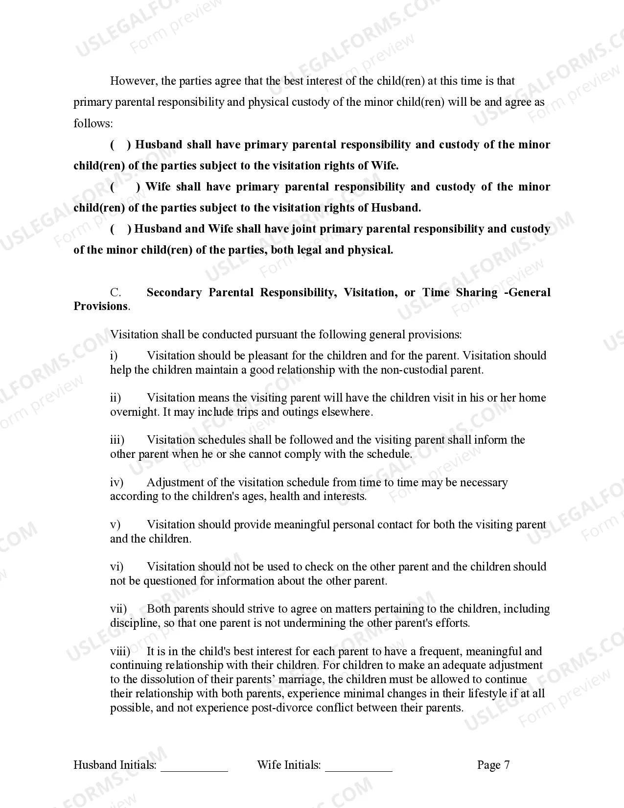 Preview Marital Legal Separation and Property Settlement Agreement where Minor Children and No Joint Property or Debts that is Effective Immediately