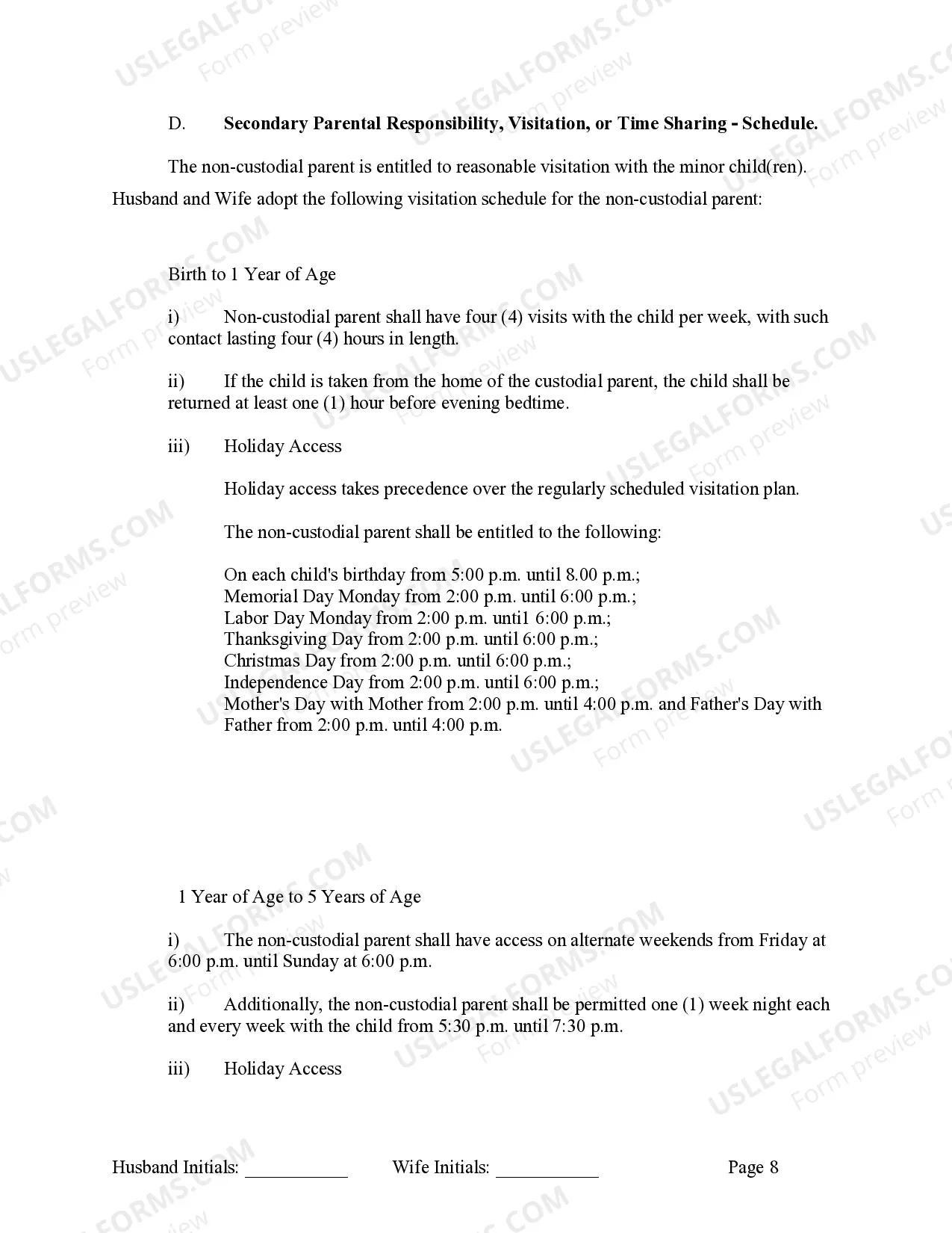 Preview Marital Legal Separation and Property Settlement Agreement where Minor Children and No Joint Property or Debts that is Effective Immediately