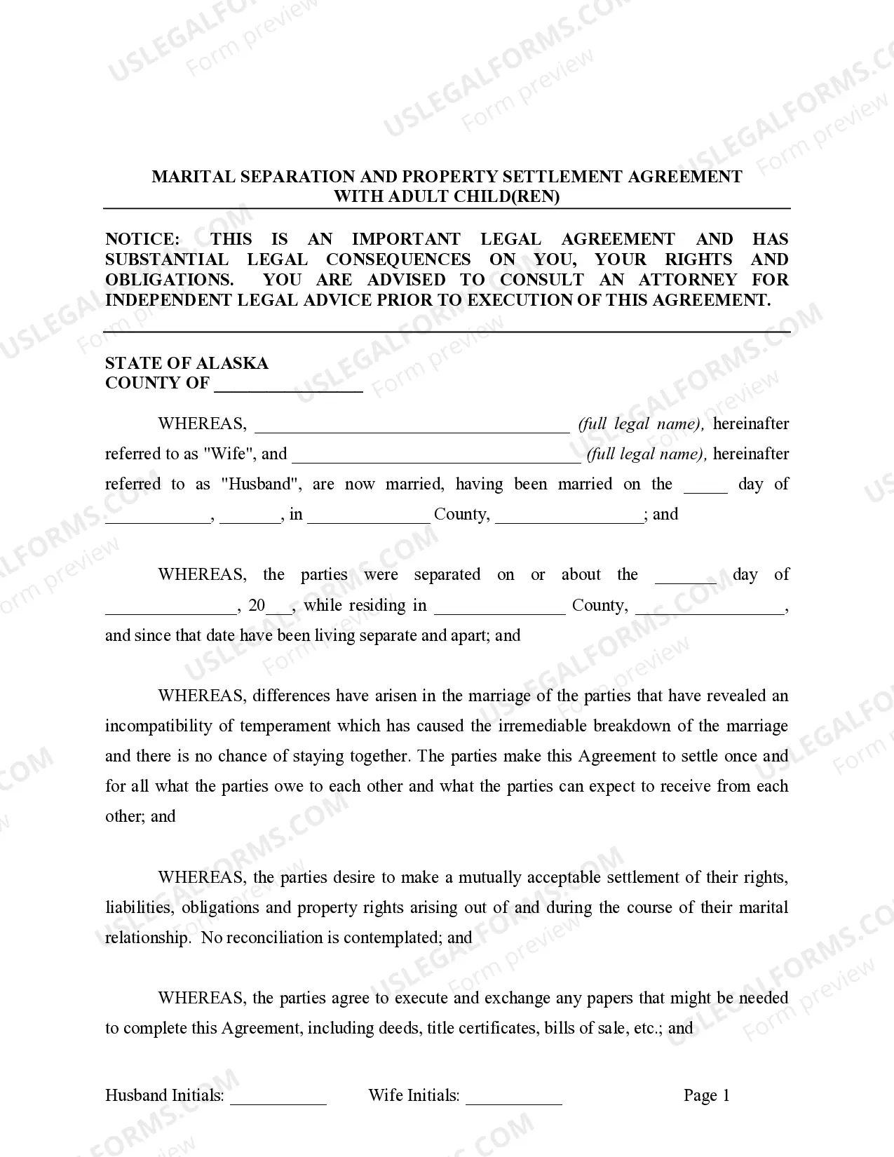 Preview Marital Legal Separation and Property Settlement Agreement Adult Children Parties May have Joint Property or Debts where Divorce Action Filed