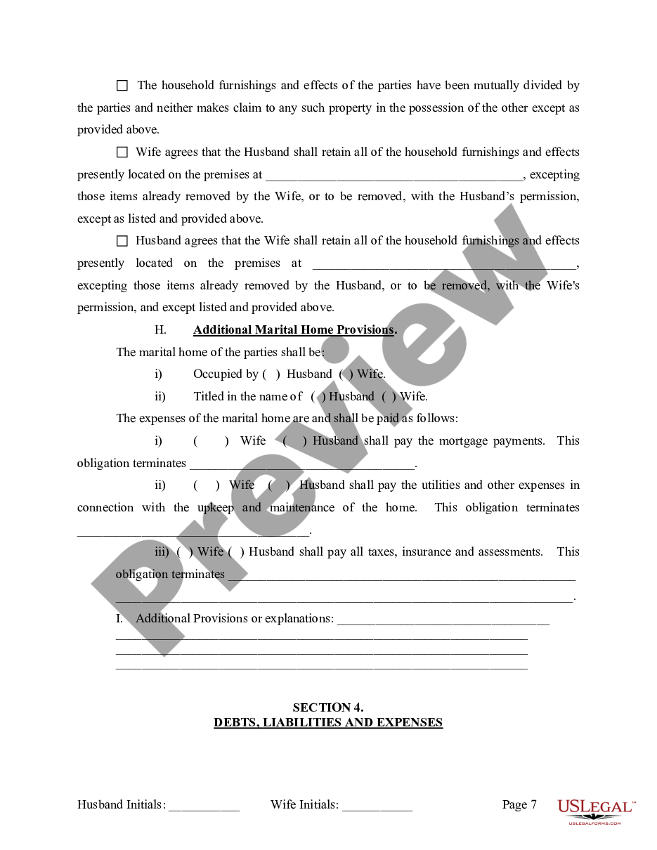 form Marital Legal Separation and Property Settlement Agreement where Adult Children and Parties May have Joint Property or Debts and Effective Immediately preview