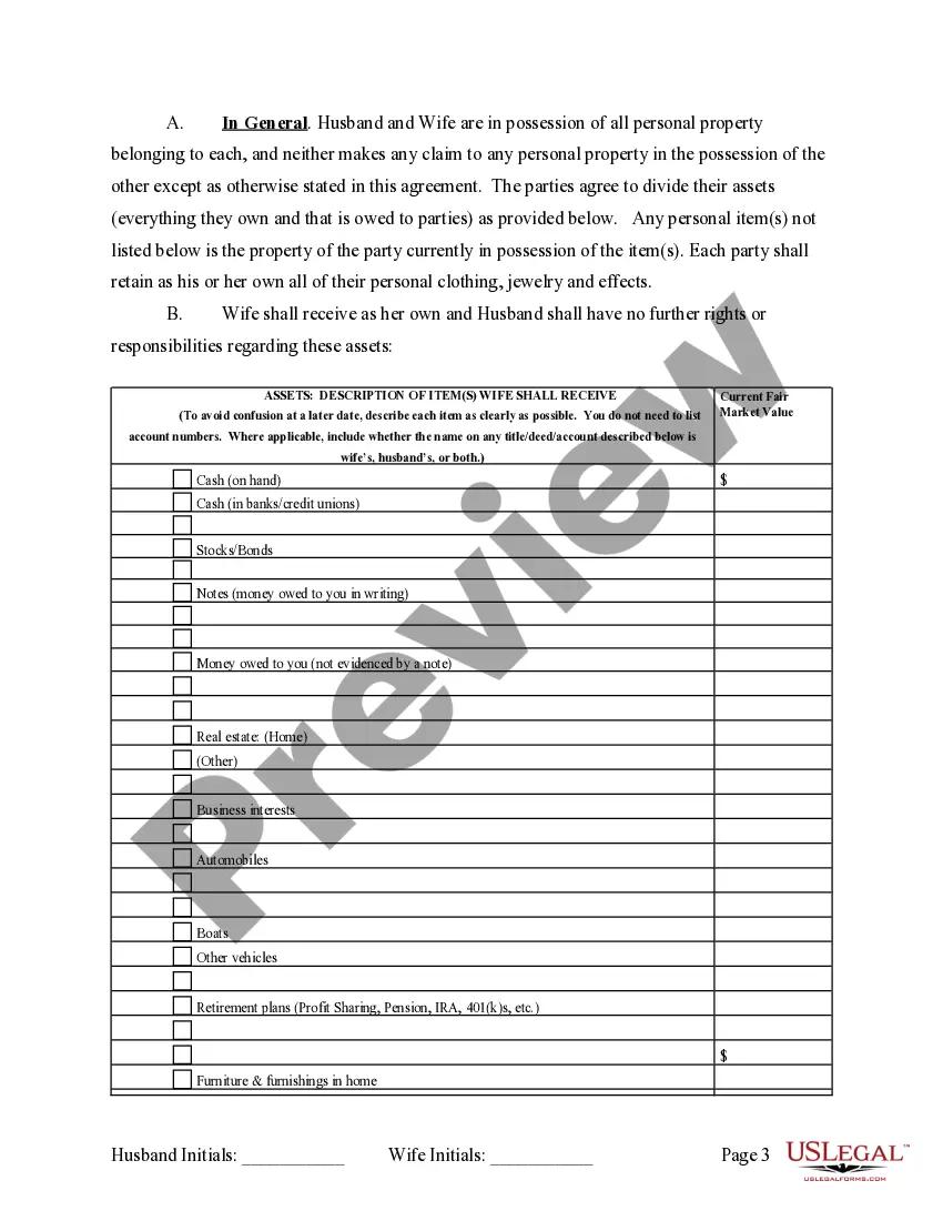 Preview Marital Legal Separation and Property Settlement Agreement where Adult Children and Parties May have Joint Property or Debts and Effective Immediately