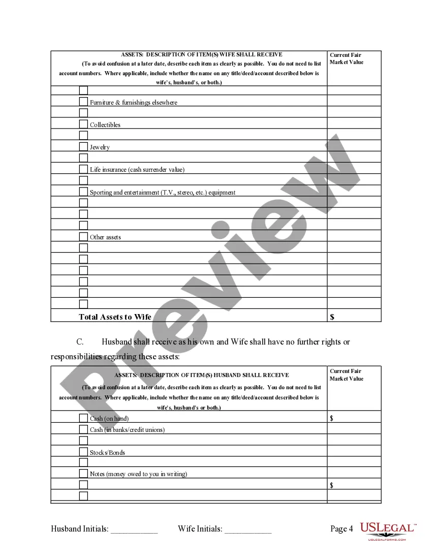 Preview Marital Legal Separation and Property Settlement Agreement where Adult Children and Parties May have Joint Property or Debts and Effective Immediately
