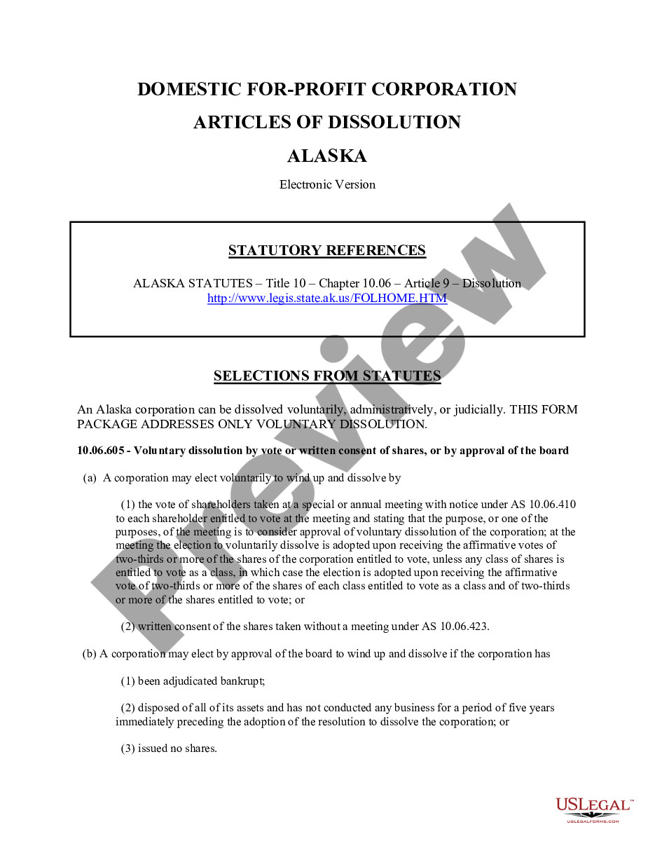 page 0 Alaska Dissolution Package to Dissolve Corporation preview