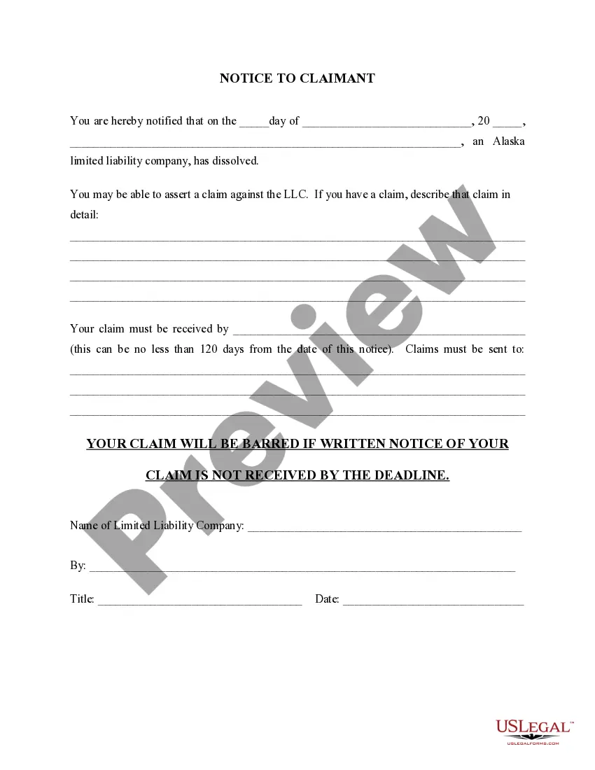 Get Alaska Dissolution Package to Dissolve Limited Liability Company LLC Preview Alaska Dissolution Package to Dissolve Limited Liability Company LLC