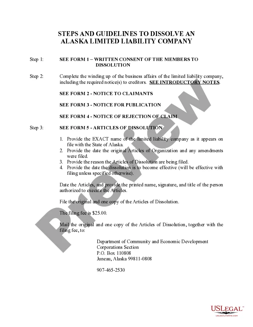 Get Alaska Dissolution Package to Dissolve Limited Liability Company LLC Preview Alaska Dissolution Package to Dissolve Limited Liability Company LLC