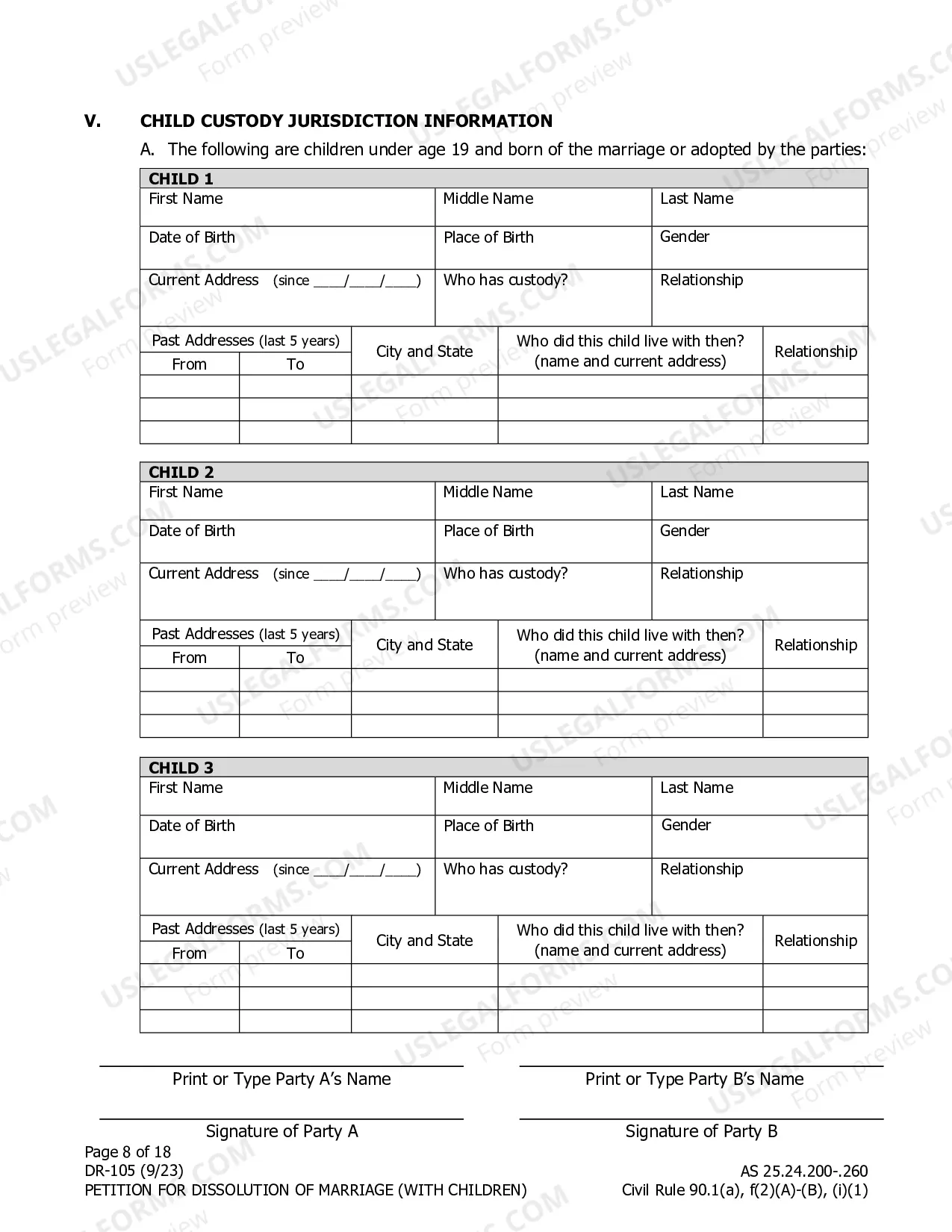 Preview Dissolution of Marriage Packet for Spouses Filing Together - With Minor Children