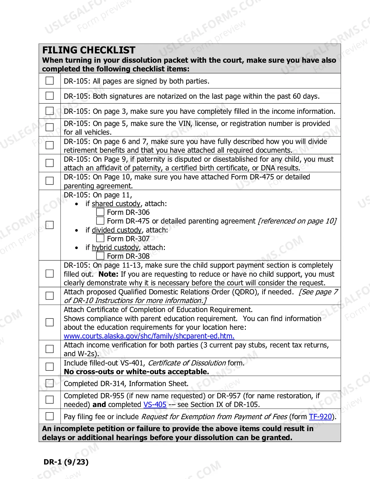 Preview Dissolution of Marriage Packet for Spouses Filing Together - With Minor Children