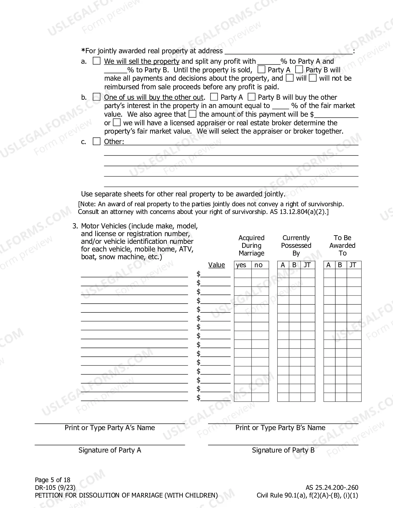 Preview Dissolution of Marriage Packet for Spouses Filing Together - With Minor Children