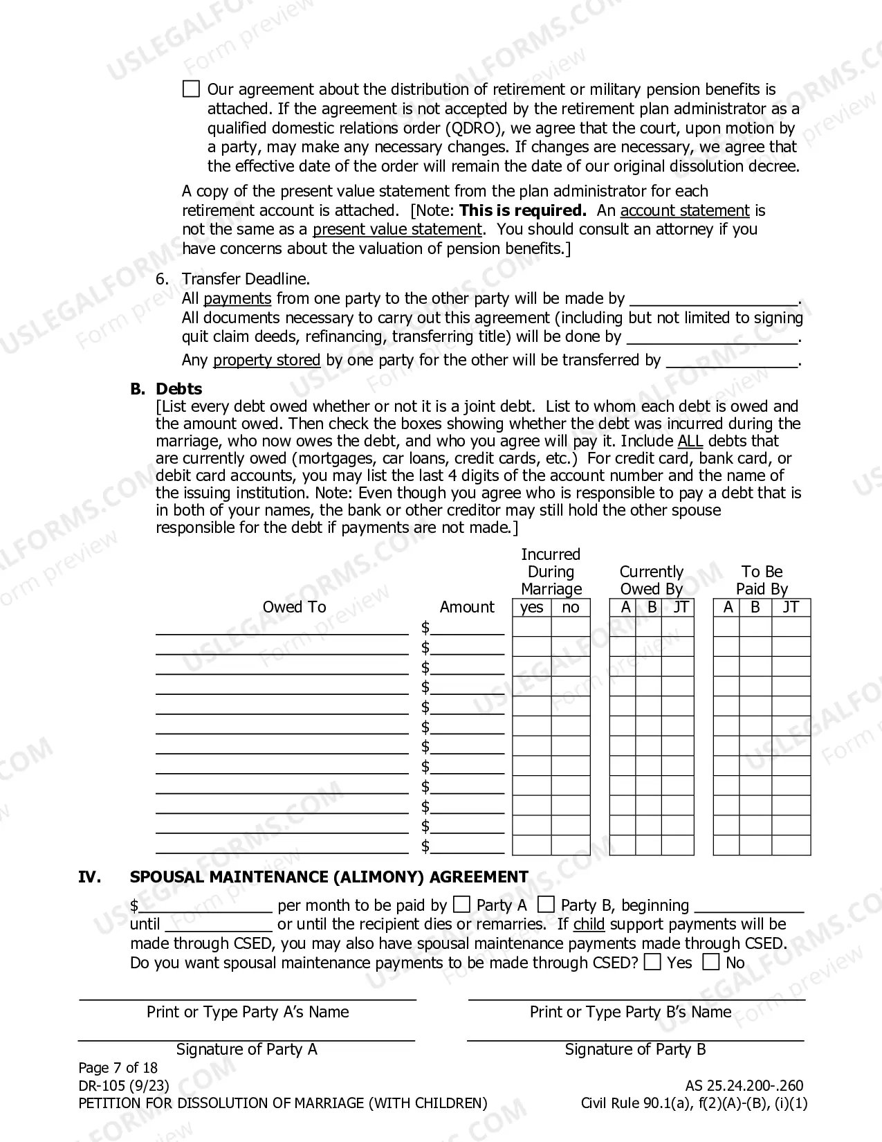 Preview Dissolution of Marriage Packet for Spouses Filing Together - With Minor Children