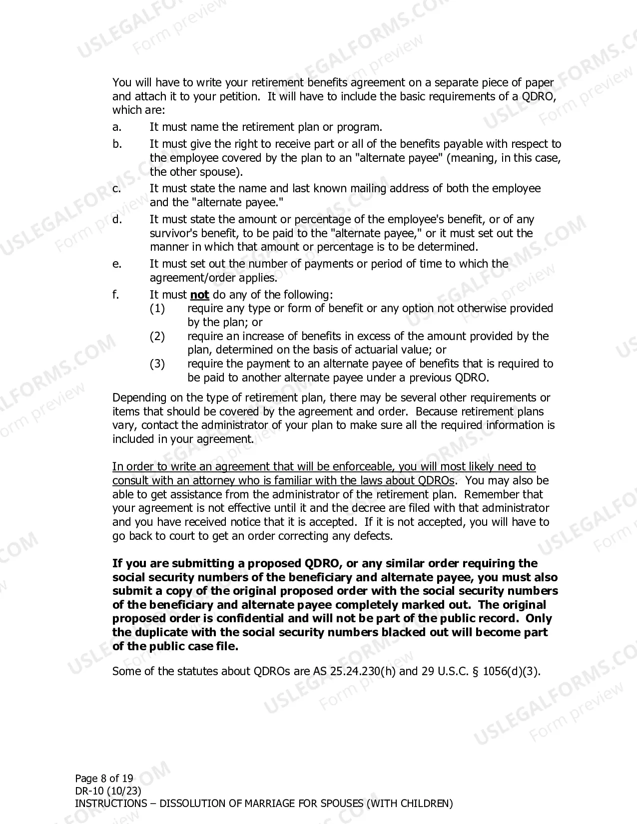 Preview Instructions for Dissolution of Marriage for Spouses Filing Together With Minor Children