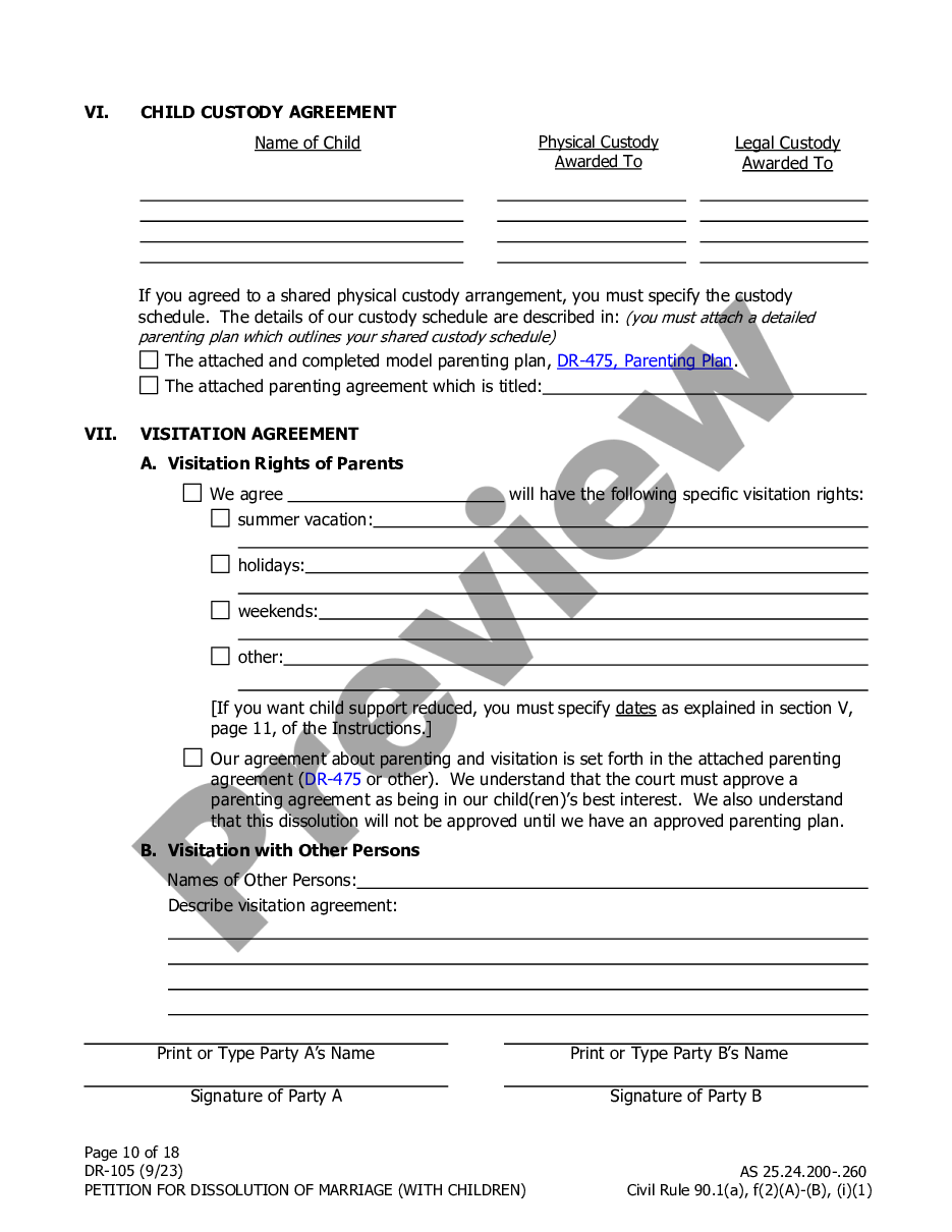 page 9 Petition for Dissolution of Marriage with Children (All locations other than Fairbanks) preview
