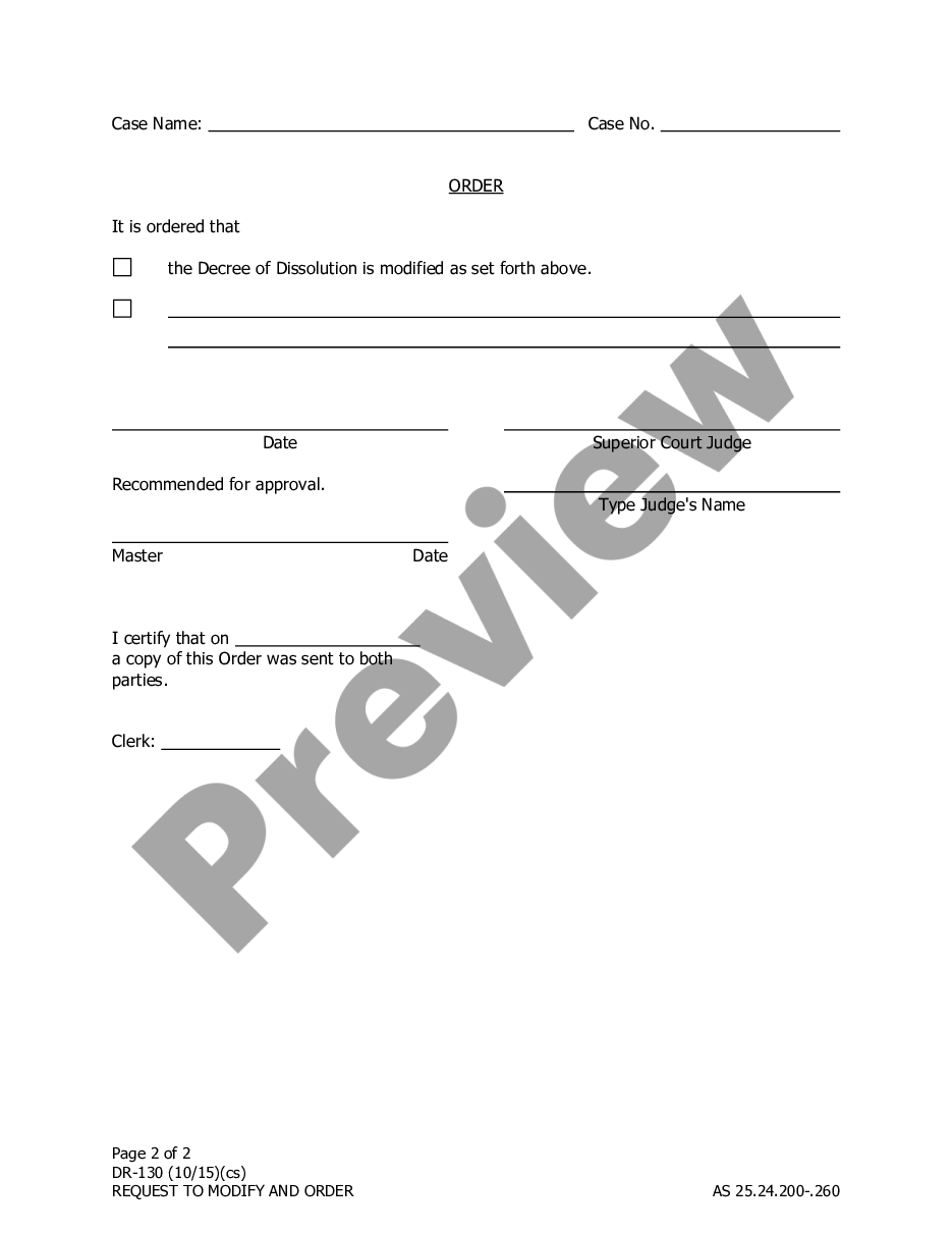 page 1 Request to Modify or Amend Decree of Dissolution and Order preview