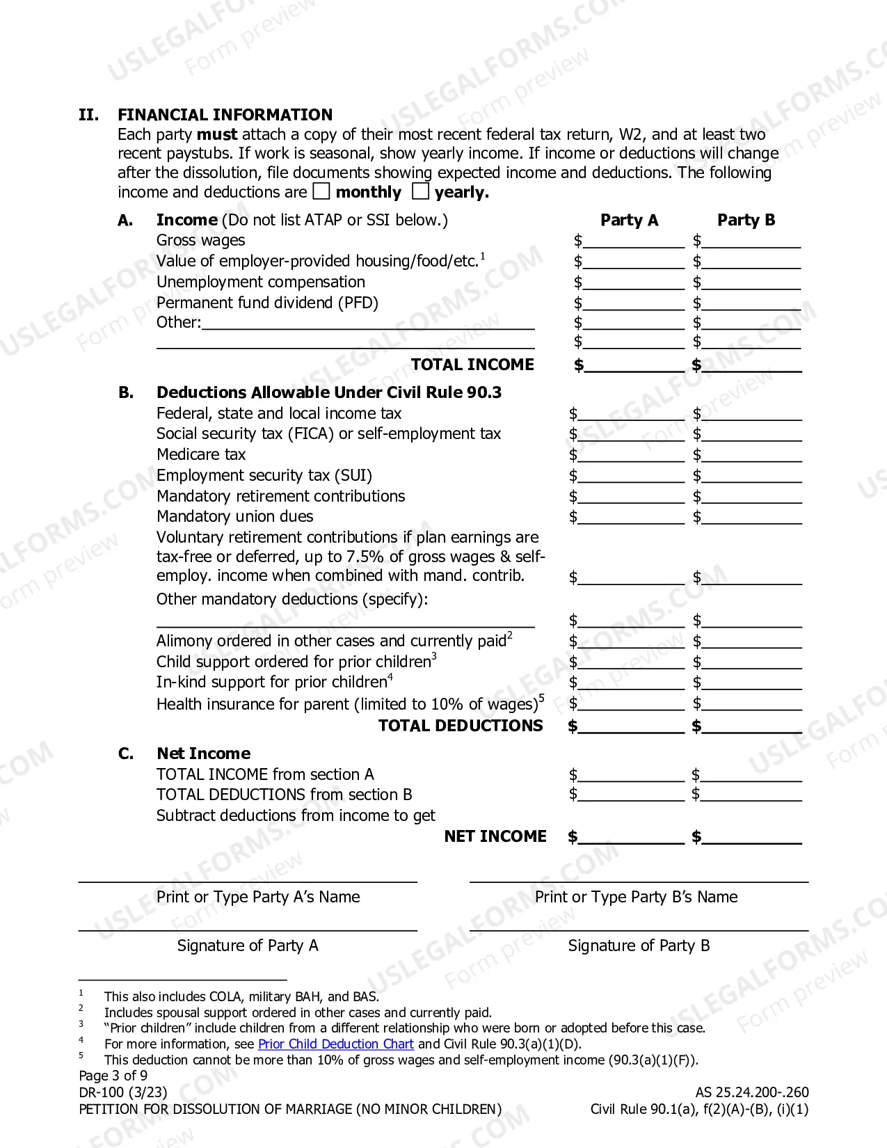Preview Dissolution Packet #2, DR-2 (For married people without minor children)