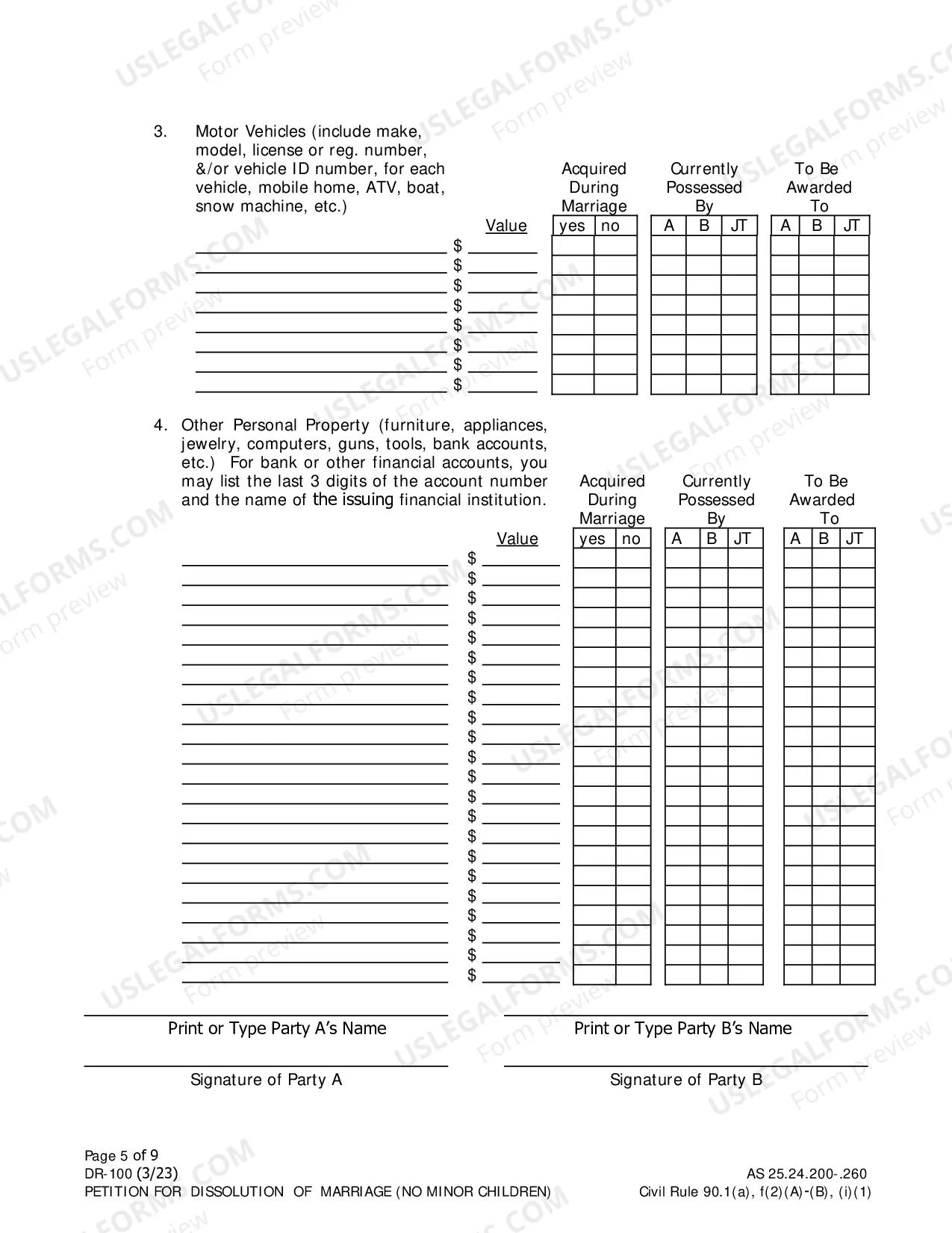 Preview Dissolution Packet #2, DR-2 (For married people without minor children)