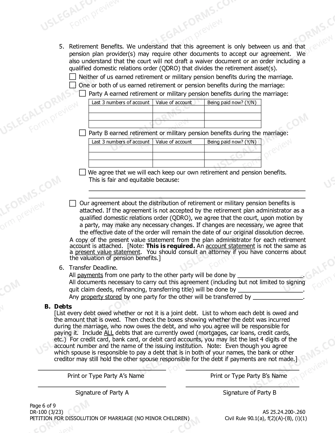 Preview Dissolution Packet #2, DR-2 (For married people without minor children)