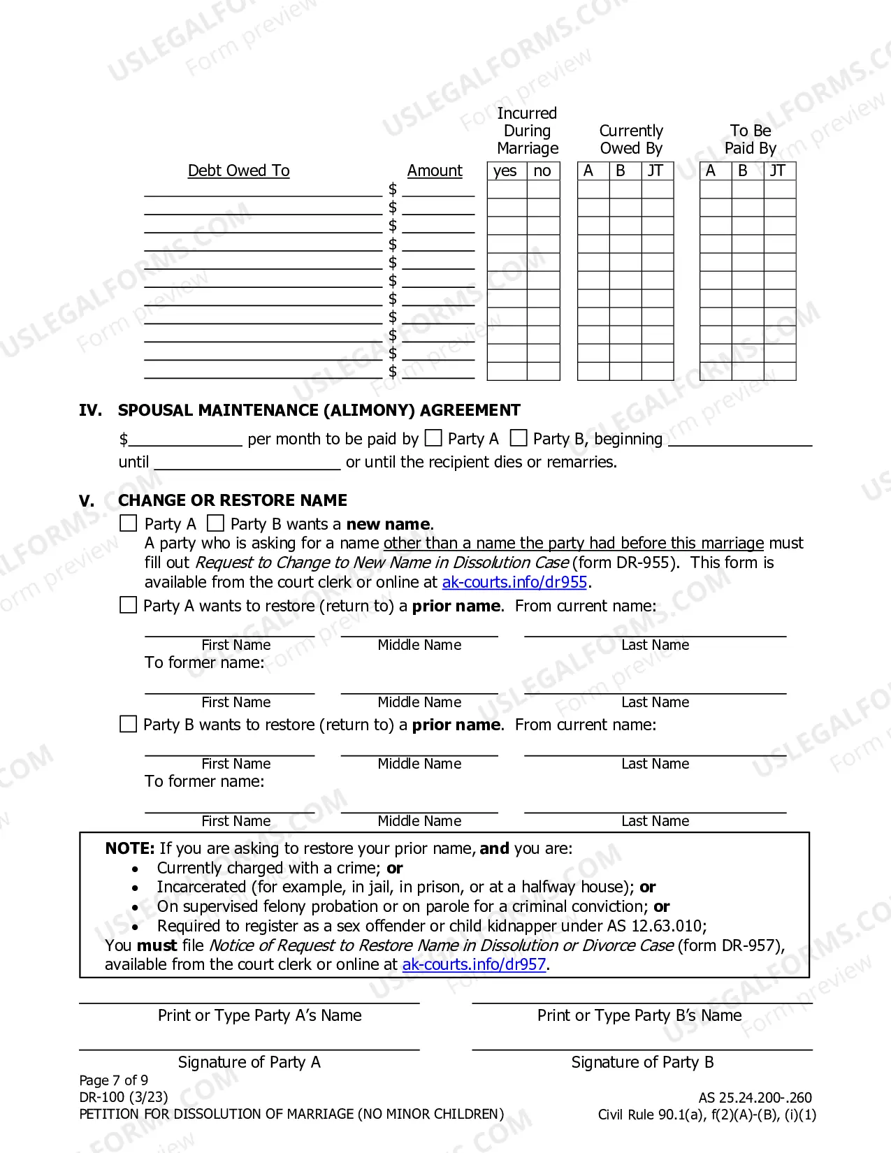 Preview Dissolution Packet #2, DR-2 (For married people without minor children)