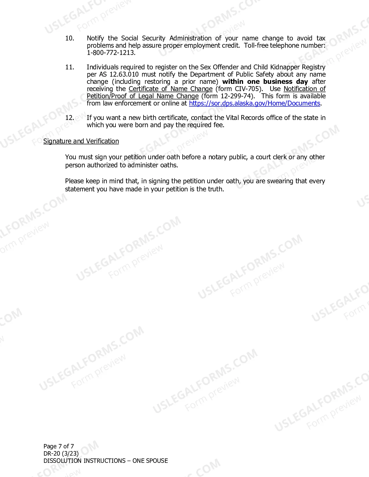 Preview Instructions for Dissolution of Marriage for One Spouse Filing Alone when the Other Spouse Cannot Be Located
