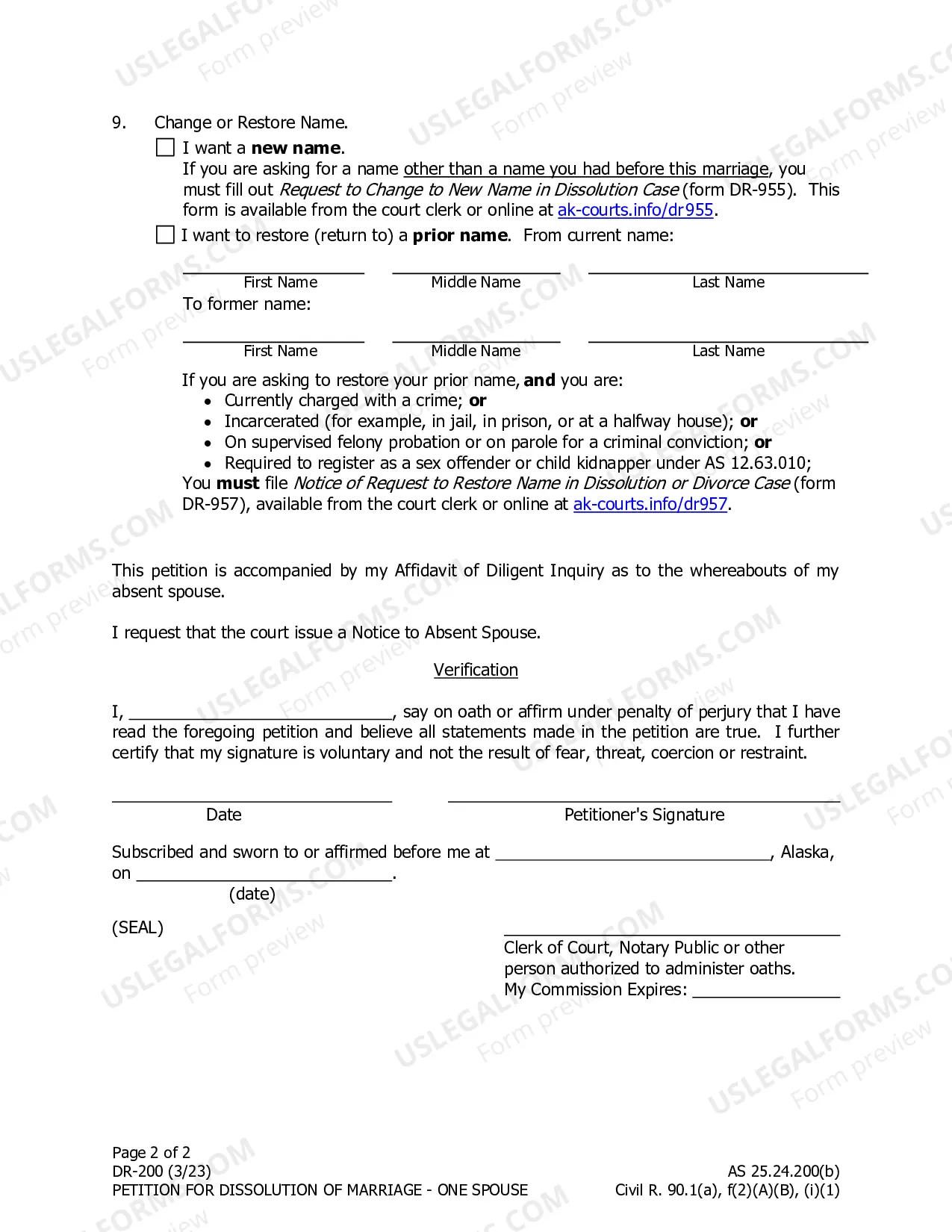 Preview Petition for Dissolution of Marriage - One Spouse