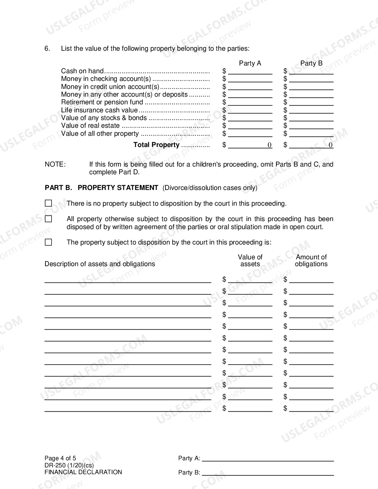 Preview Financial Declaration, DR-250