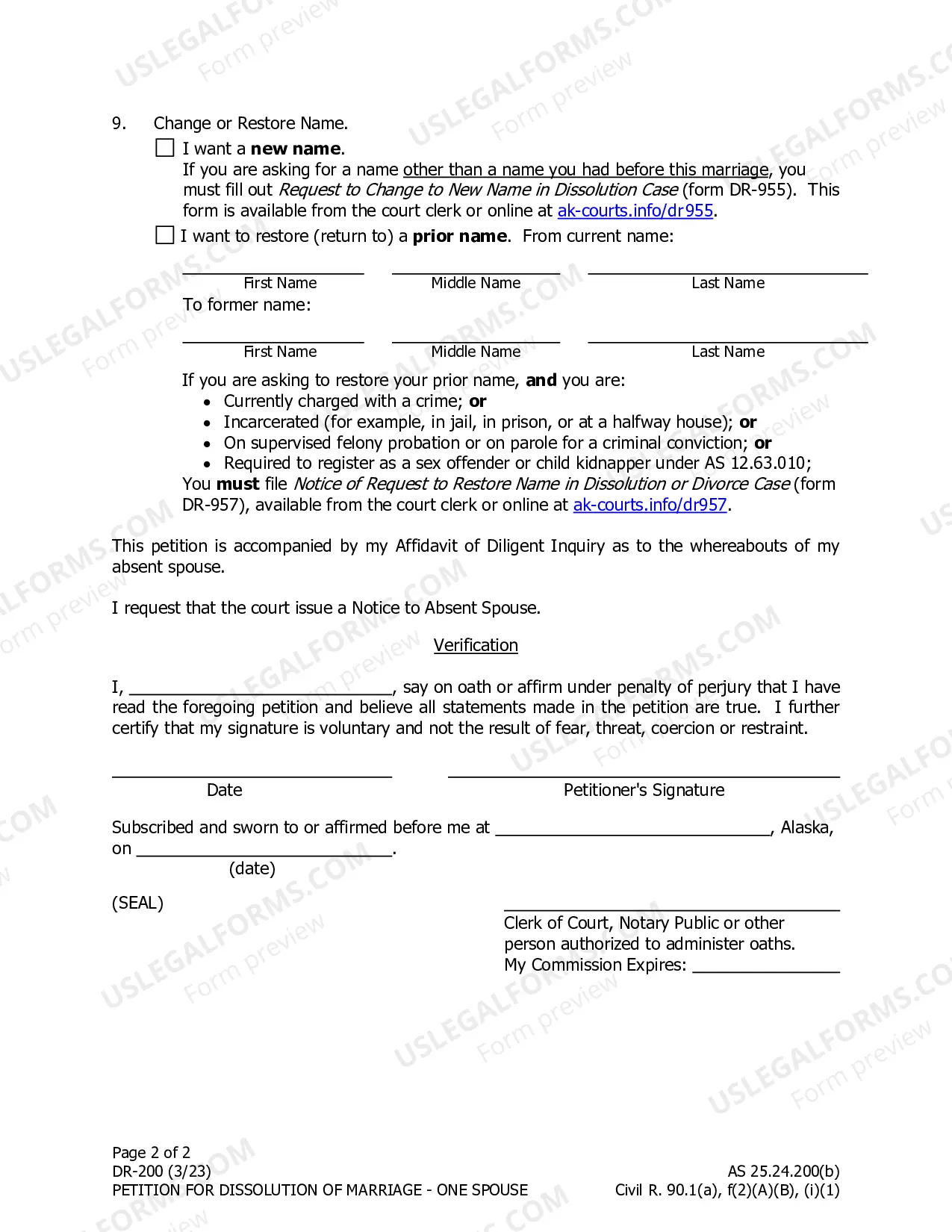 Preview Dissolution Packet #3, DR-3 (For married people who cannot find their spouse and do not want to address issues about property, debt and the parenting plan.)