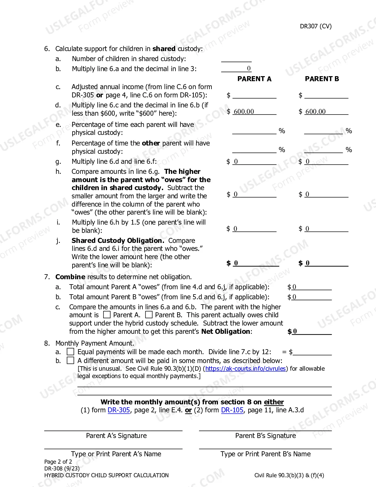 Preview Hybrid Custody Child Support Calculation