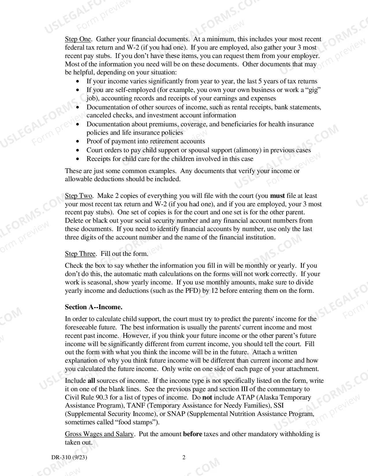 Preview How to Calculate Child Support Under Civil Rule 90.3, DR-310 (42 pages)