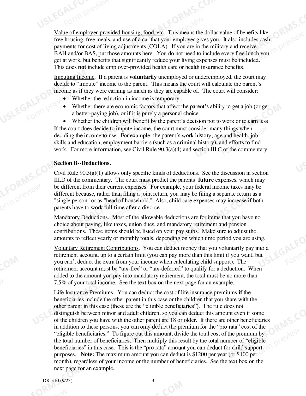 Preview How to Calculate Child Support Under Civil Rule 90.3, DR-310 (42 pages)