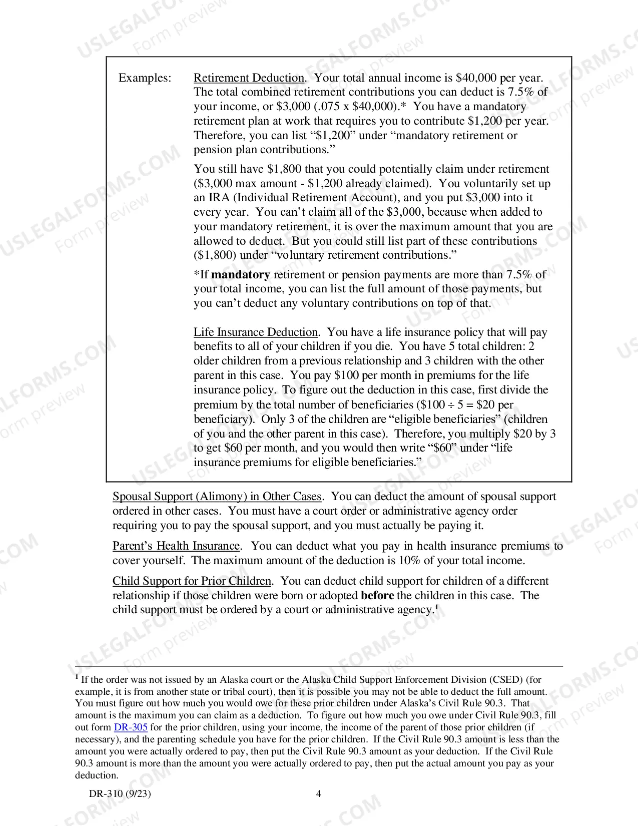 Preview How to Calculate Child Support Under Civil Rule 90.3, DR-310 (42 pages)