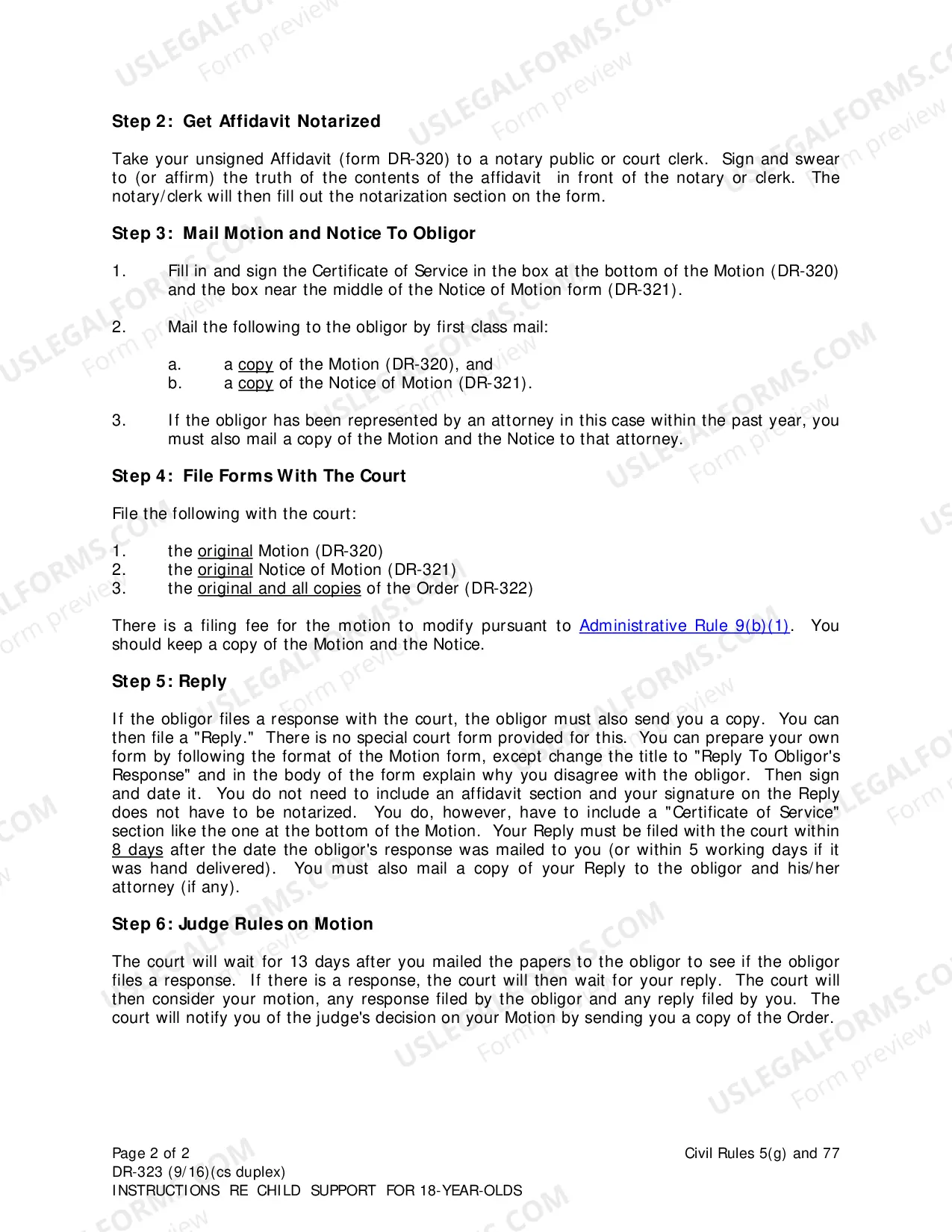 Preview Instructions for Requesting that Child Support Continue While a Child is 18