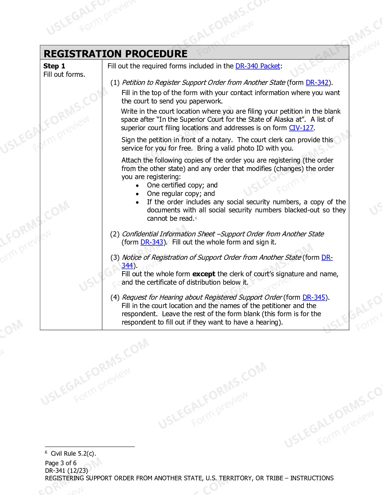 Preview Instructions to Register a Child Support or Spousal Support Order Issued by Another State or Tribe