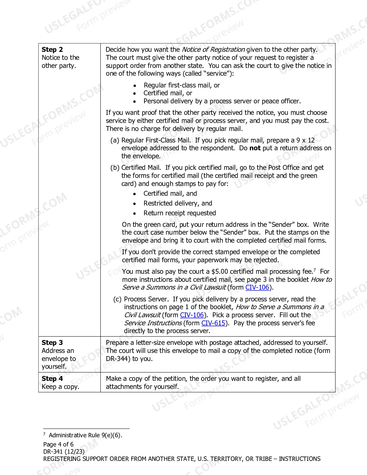 Preview Instructions to Register a Child Support or Spousal Support Order Issued by Another State or Tribe