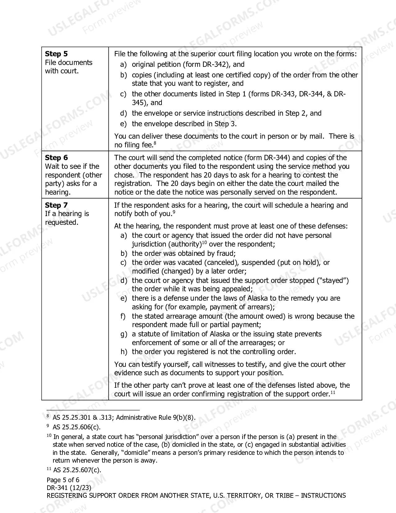 Preview Instructions to Register a Child Support or Spousal Support Order Issued by Another State or Tribe