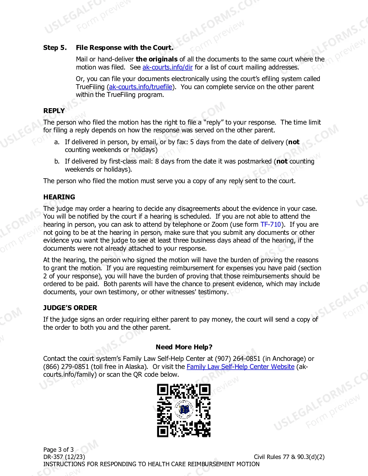 Preview Instructions for Responding to a Motion from the Other Parent for a Child's Health Care Expenses