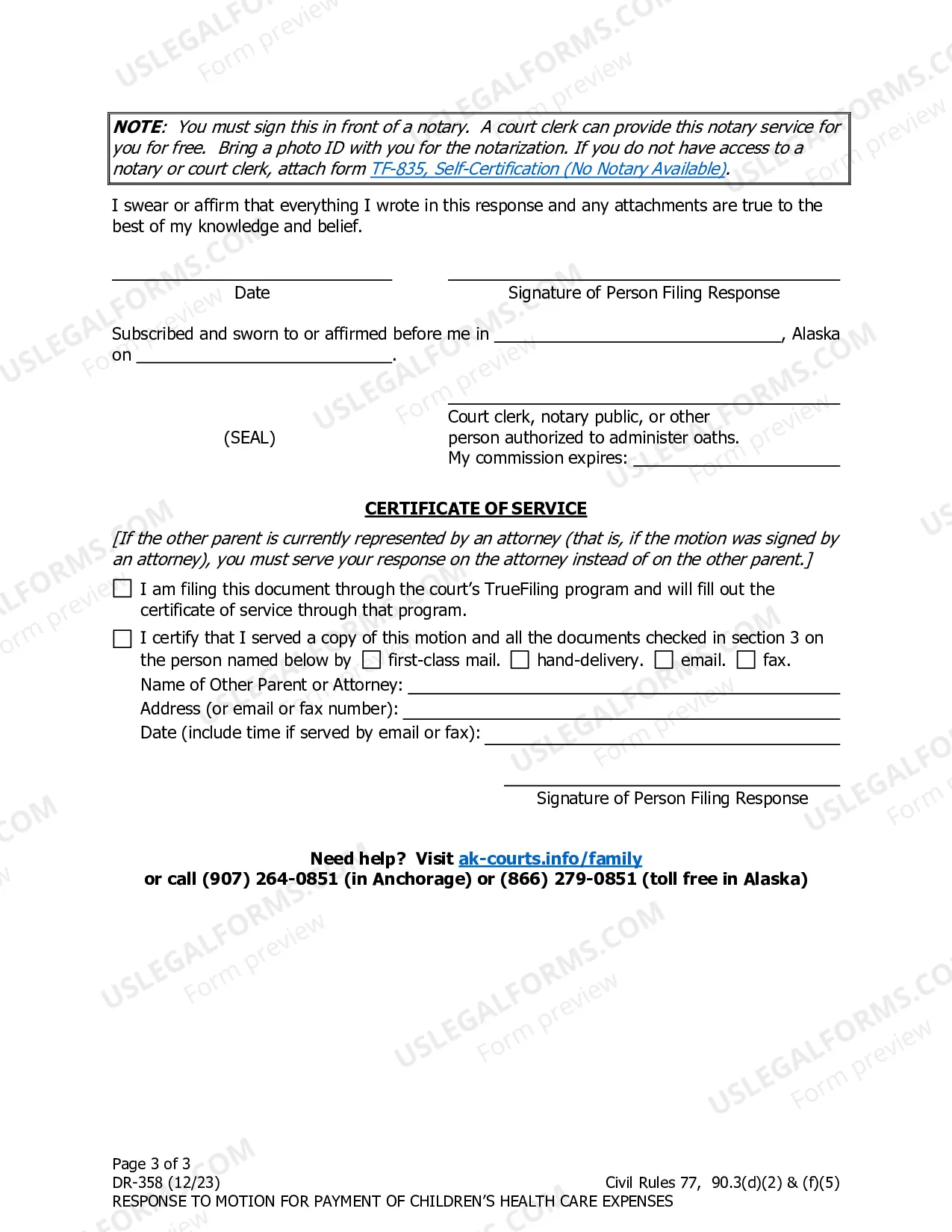 Preview Response to Motion for Payment of Children's Health Care Expenses
