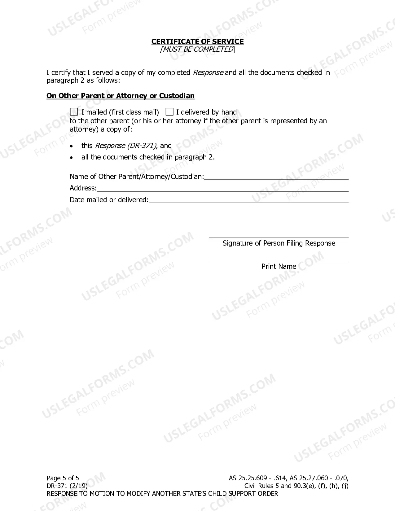 Preview Response to Motion to Modify Another State's Child Support Order