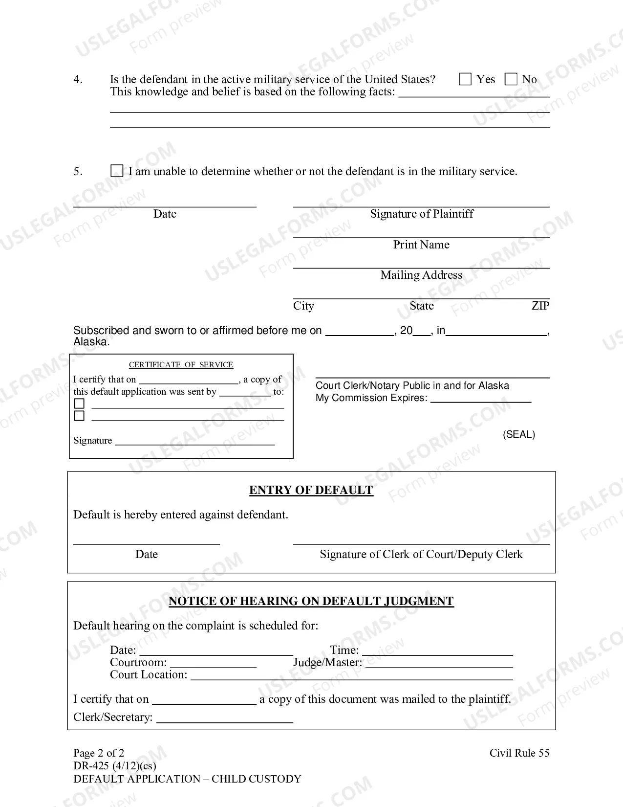 Preview Default Application - Child Custody