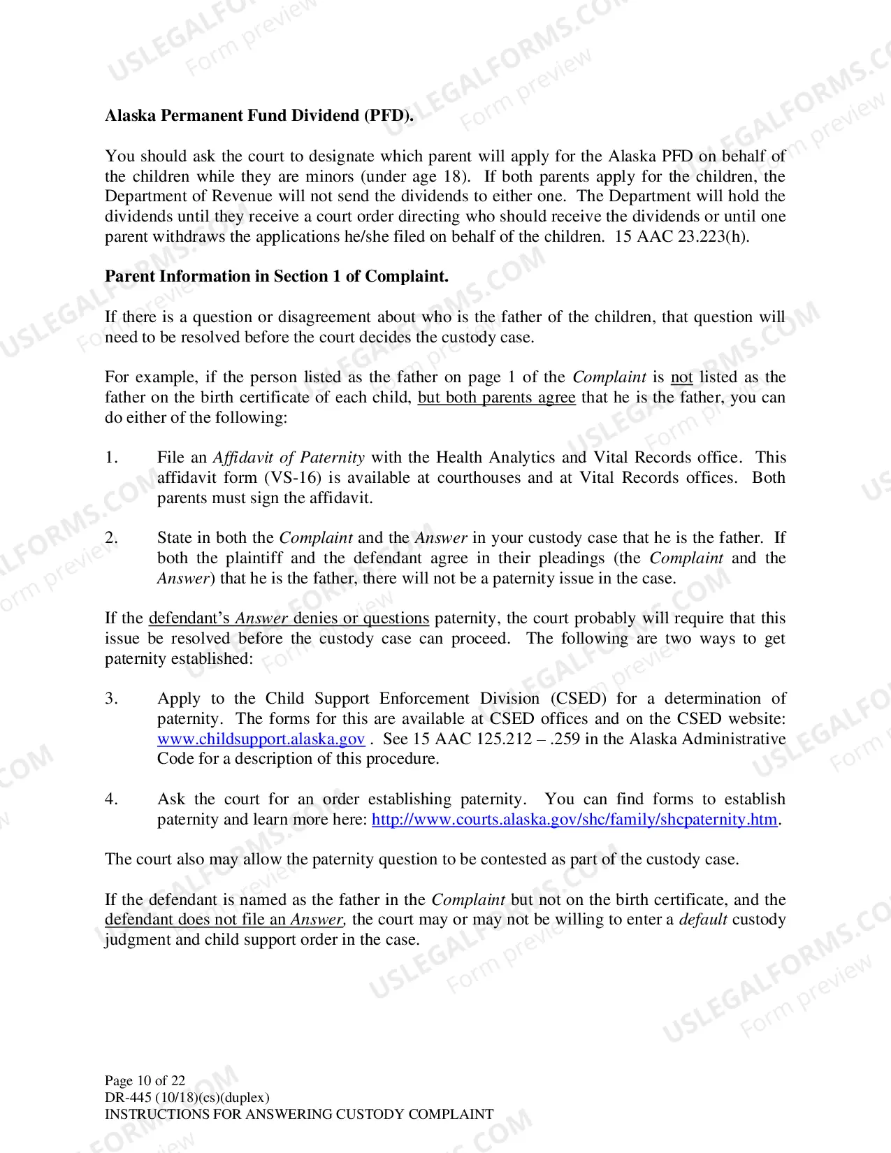 Preview Instructions for Answering a Child Custody Complaint