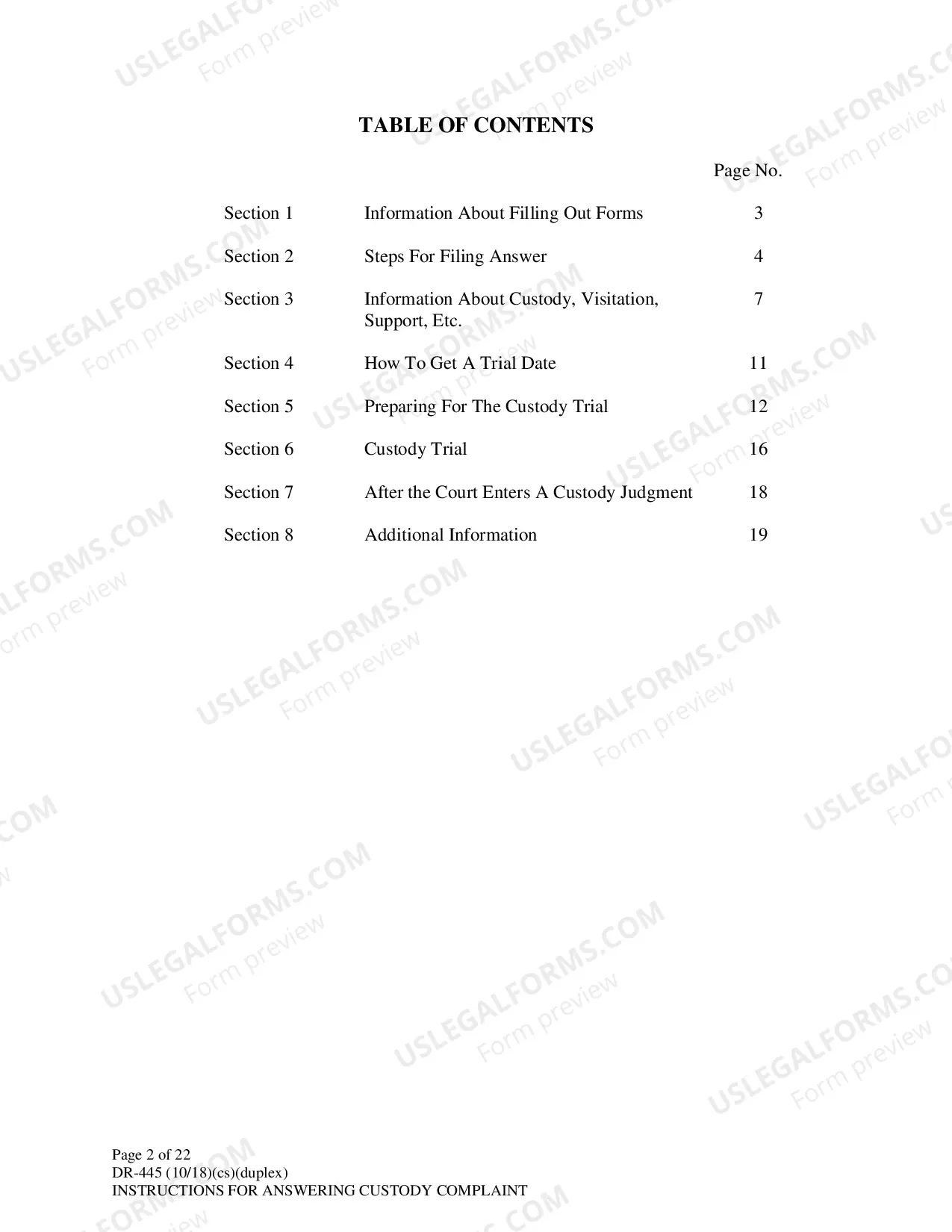 Preview Instructions for Answering a Child Custody Complaint
