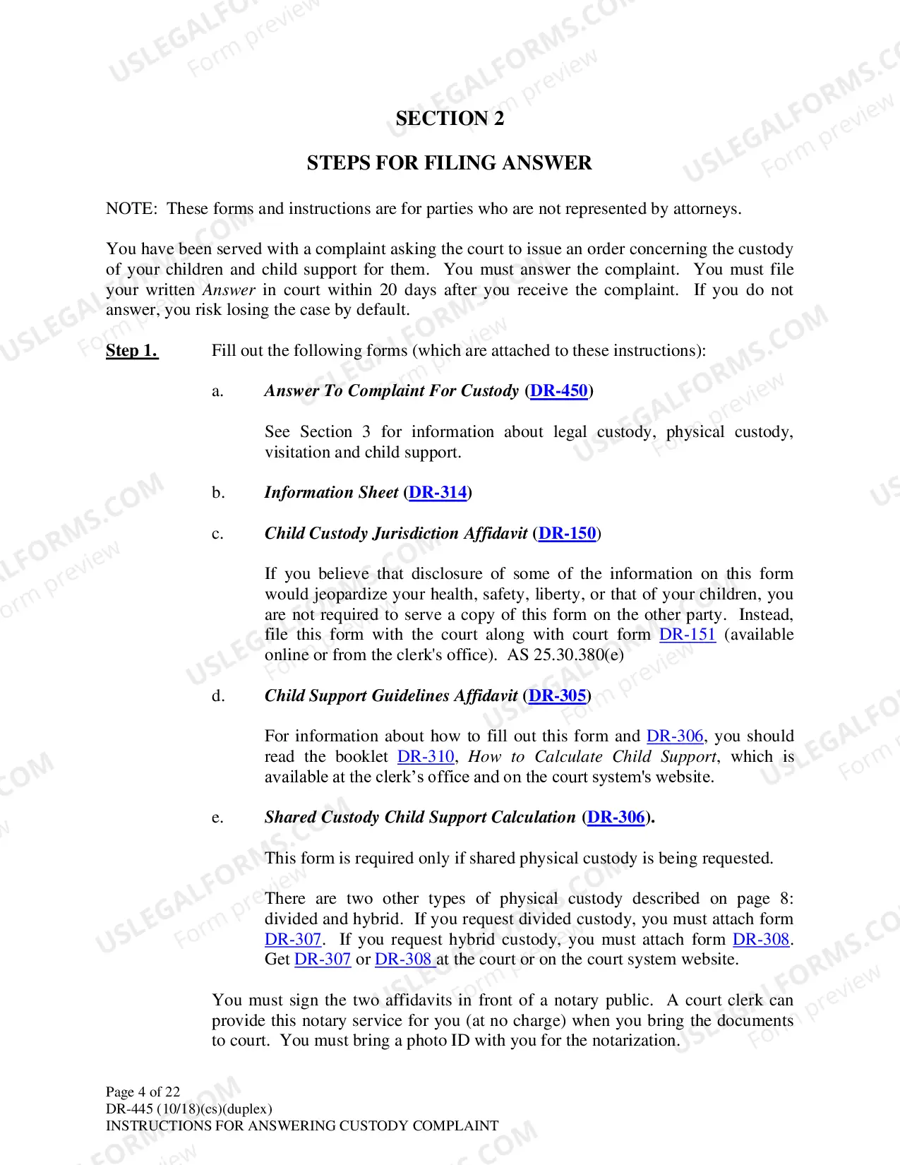 Preview Instructions for Answering a Child Custody Complaint