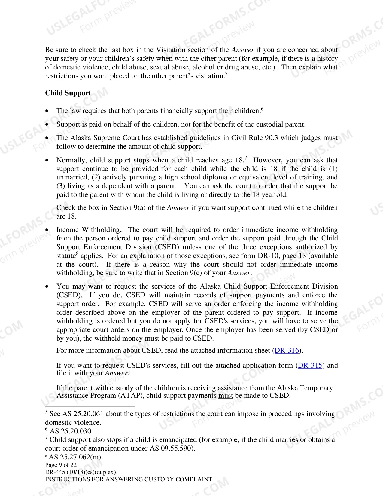 Preview Instructions for Answering a Child Custody Complaint