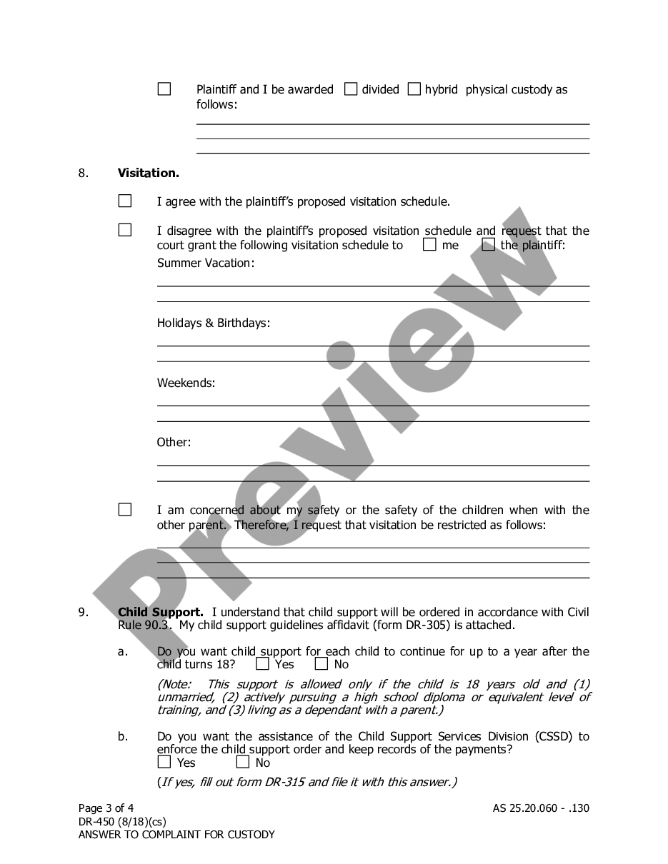 page 2 Answer to Complaint for Child Custody preview