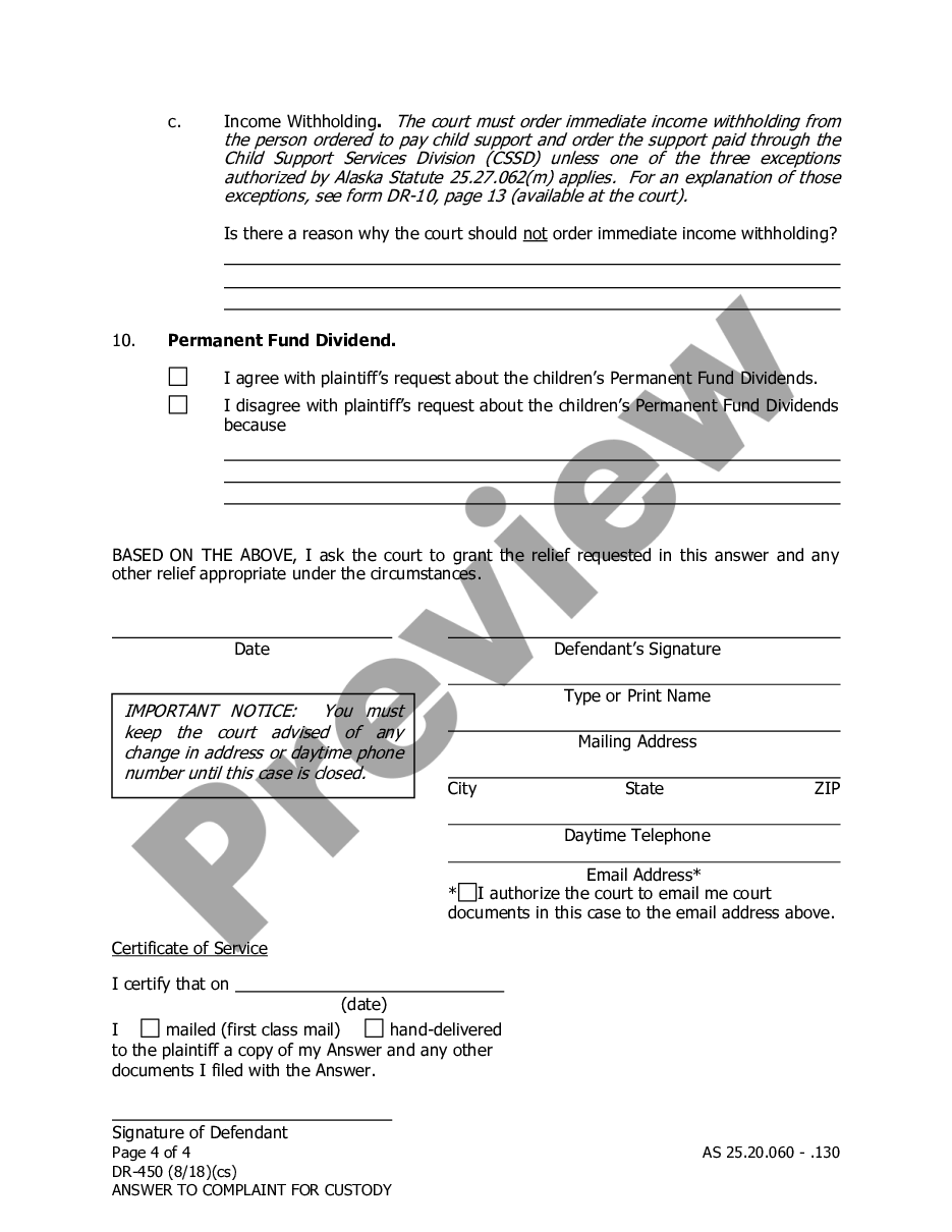 page 3 Answer to Complaint for Child Custody preview