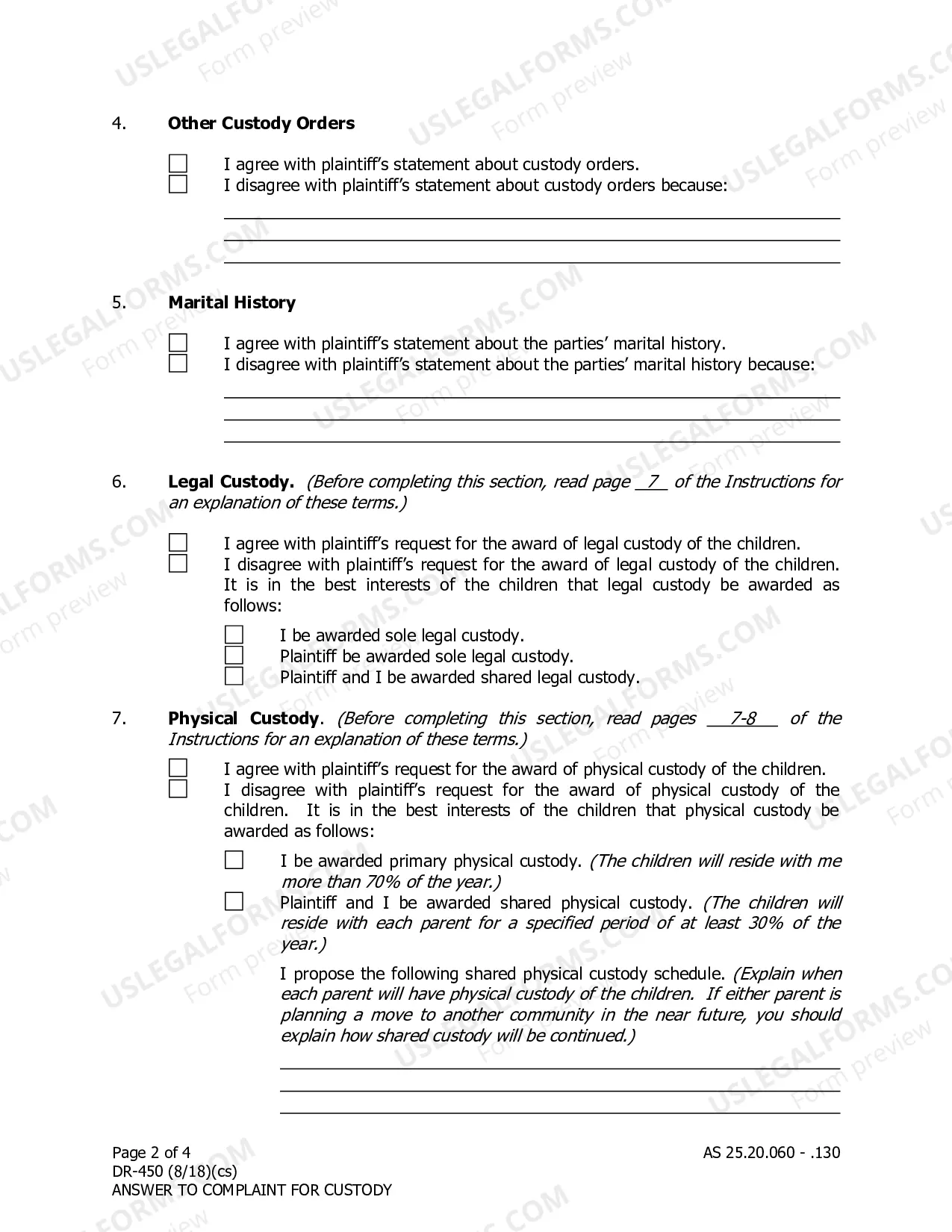 Preview Answer to Complaint for Child Custody