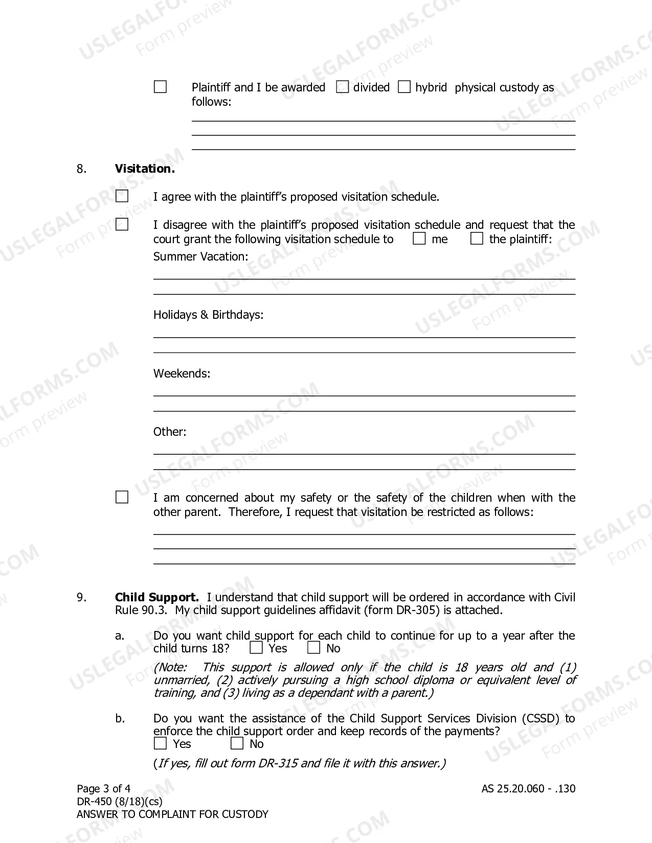 Preview Answer to Complaint for Child Custody