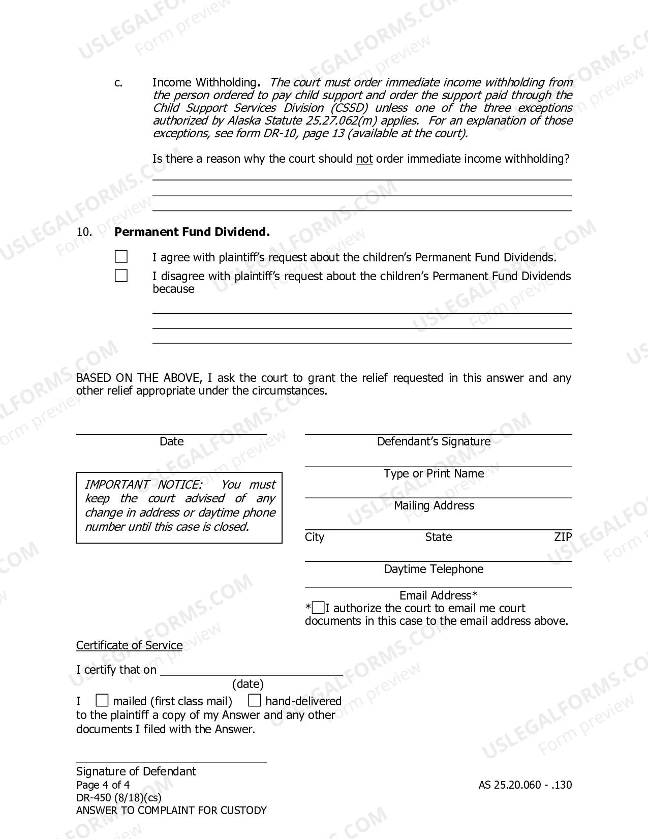 Preview Answer to Complaint for Child Custody