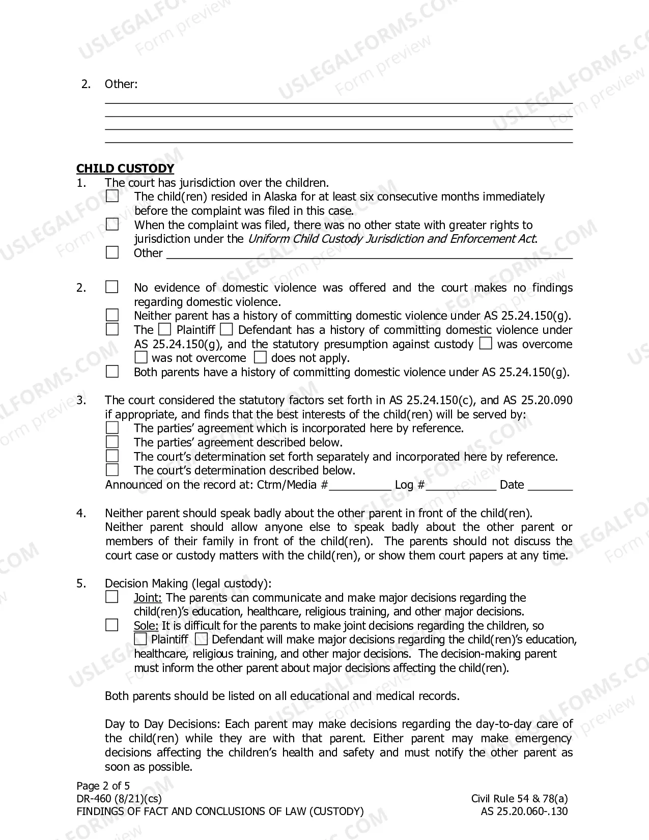 Preview Custody Judgment and Decree, DR-465