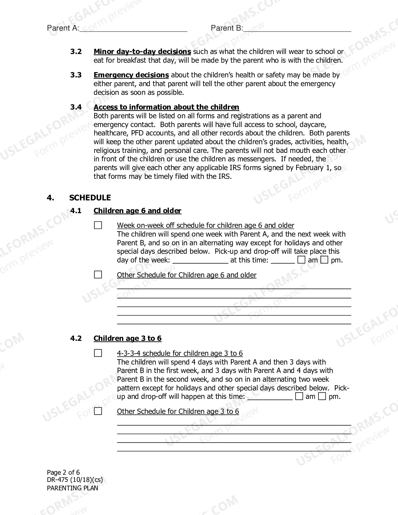 Preview Parenting Agreement